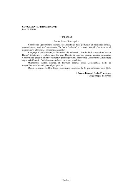 Decreto General de la Conferencia Episcopal Española para