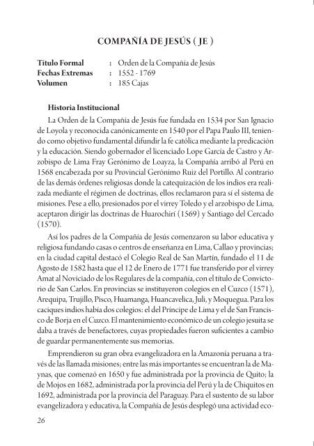 GUÍA DEL ARCHIVO COLONIAL - Archivo General de la Nación