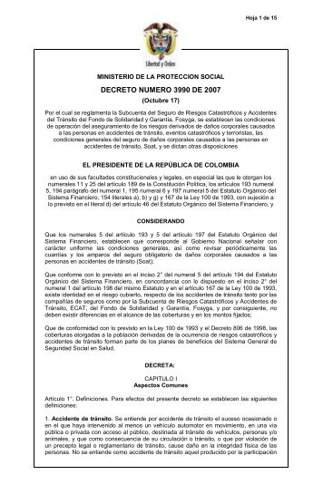 DECRETO NUMERO 3990 DE 2007 - Metrosalud