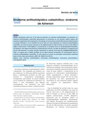 Sindrome antifosfolipídico catastrófico - medicas uis