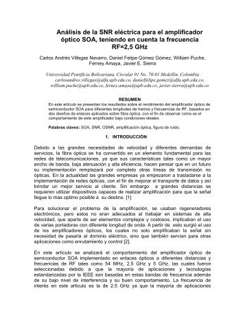 Análisis de la SNR eléctrica para el amplificador óptico SOA ...