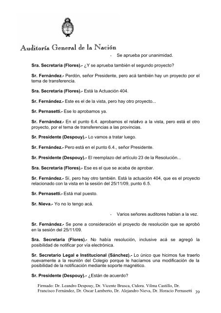 Sesión Ordinaria del 02-12-09 - Auditoría General de la Nación