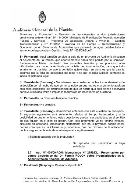 Sesión Ordinaria del 02-12-09 - Auditoría General de la Nación