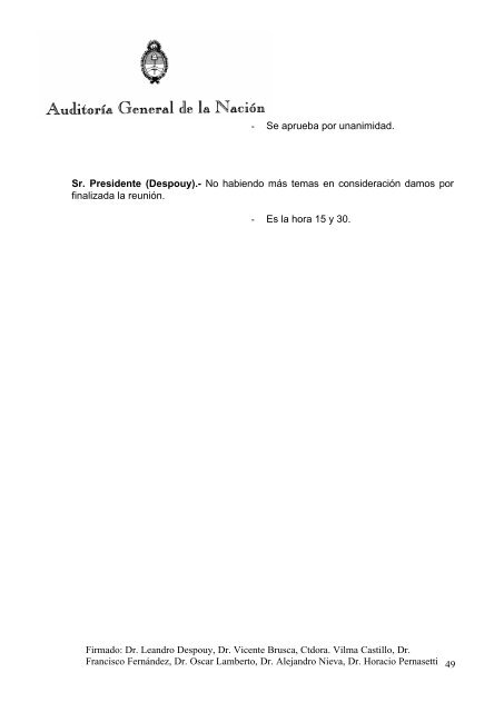 Sesión Ordinaria del 02-12-09 - Auditoría General de la Nación