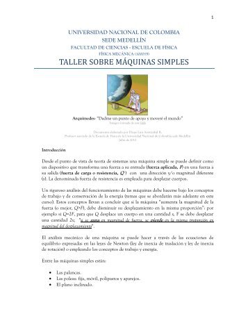 taller sobre máquinas simples - Ludifisica - Universidad Nacional de ...