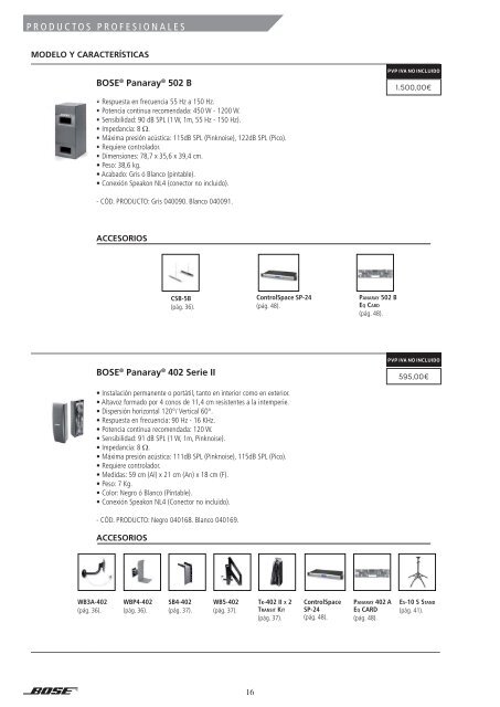 Lista Precios Bose Profesional