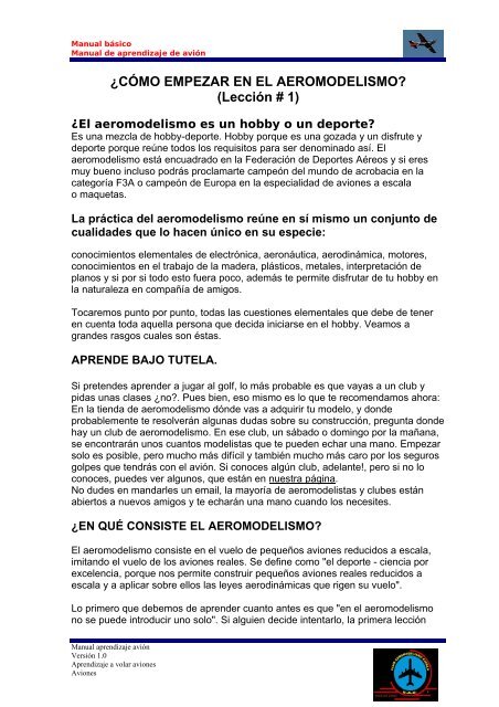 CÓMO EMPEZAR EN EL AEROMODELISMO ... - Club Cierzo