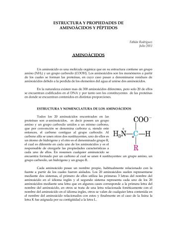 ESTRUCTURA Y PROPIEDADES DE AMINOÁCIDOS Y ... - SEVU