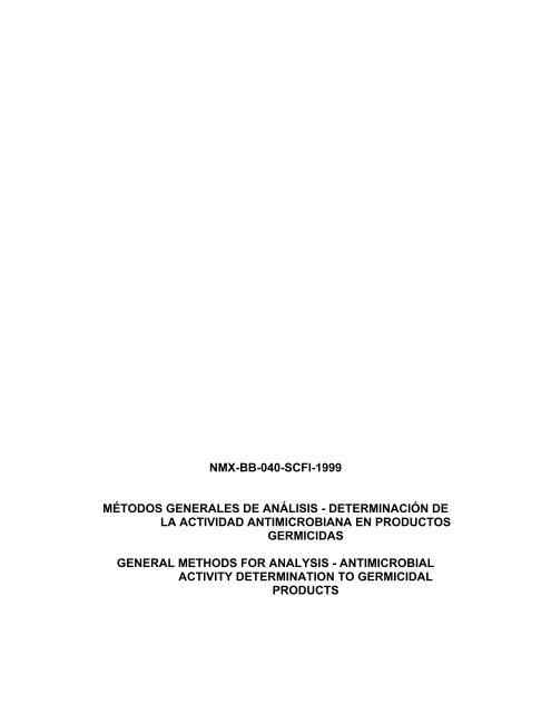 NMX-BB-040-SCFI-1999 MÉTODOS GENERALES DE ANÁLISIS ...