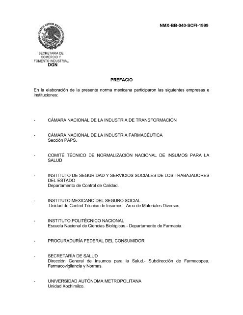 NMX-BB-040-SCFI-1999 MÉTODOS GENERALES DE ANÁLISIS ...