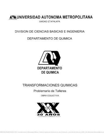 transformaciones quimicas. problemario de talleres - Uamenlinea ...