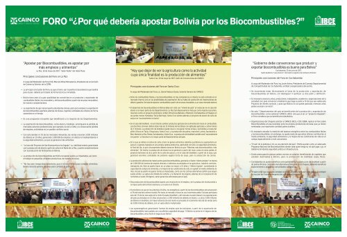 BIOCOMBUSTIBLES: “Bolivia debe decidir si sube al tren - IBCE