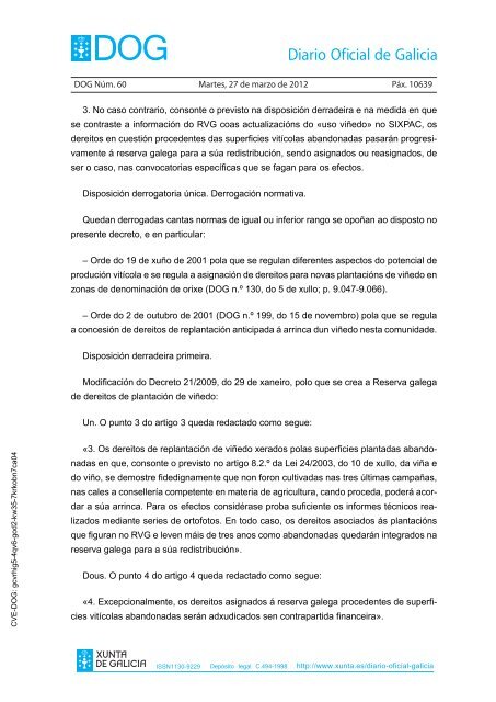 DECRETO 256/2011 - Medio Rural - Xunta de Galicia