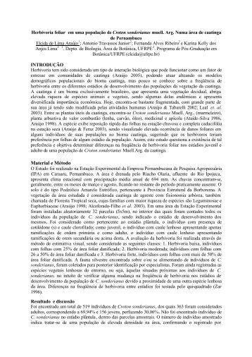Material e Método - Sociedade de Ecologia do Brasil