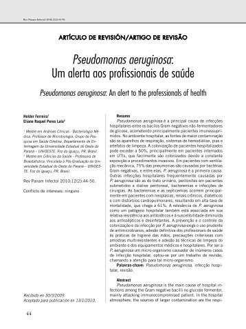 Pseudomonas aeruginosa: Um alerta aos profissionais de saúde