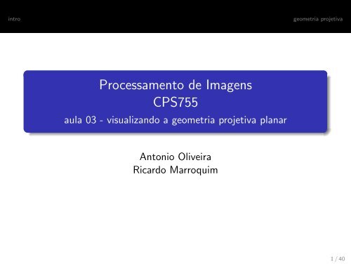 visualizando geometria projetiva 2D - LCG