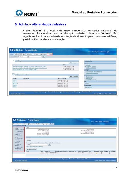 Manual do Portal do Fornecedor - Romi