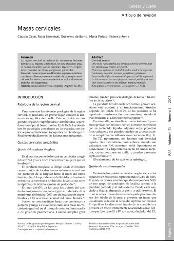 Masas cervicales - Revista Argentina de Radiología