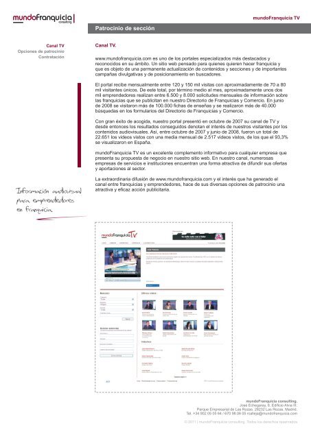 Dossier de Patrocinios TV. Conozca las diversas opciones