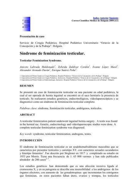 Síndrome de feminización testicular. - Correo Científico Médico