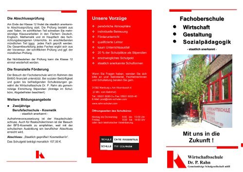Mit uns in die Zukunft ! Fachoberschule - Rahn-Schulen