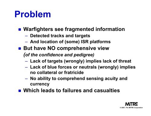 Visualization for Improved Situational Awareness - Mitre