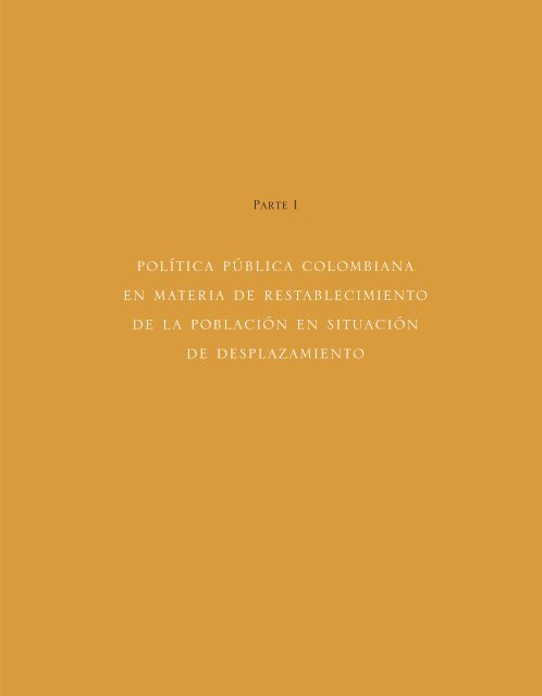 Desplazamiento y políticas públicas de restablecimiento en Colombia