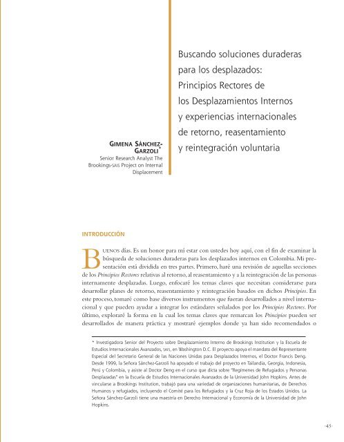 Desplazamiento y políticas públicas de restablecimiento en Colombia