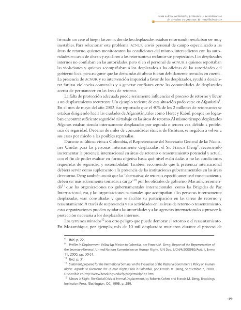 Desplazamiento y políticas públicas de restablecimiento en Colombia