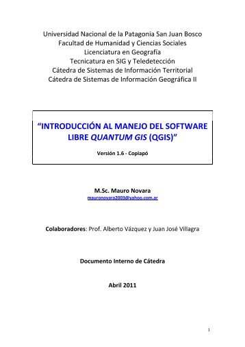 introducción al manejo del software libre quantum gis (qgis)