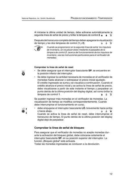 4 Prueba de funcionamiento - National Rejectors Inc. GmbH