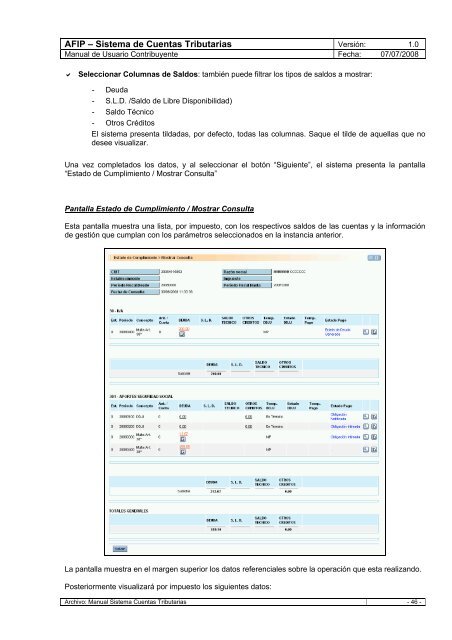 Cuenta Corriente - Afip