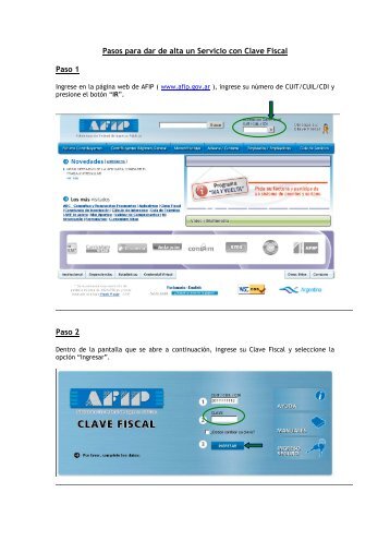 Pasos para dar de alta un Servicio con Clave Fiscal Paso 1 ... - Afip