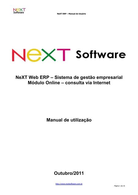 Manual do Usuário NeXT Web ERP - NeXT Software