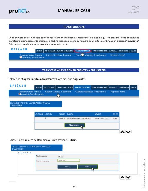 Manual Eficash - Pronet SA - Aqui Pago