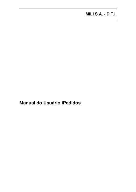 Manual do Usuário iPedidos - Mili