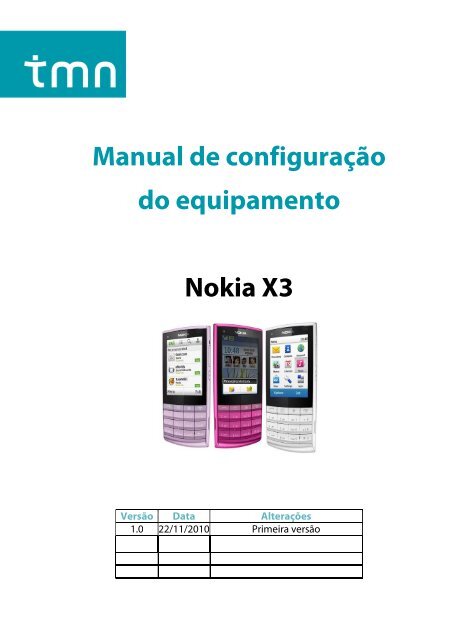 Manual de configuração do equipamento Nokia X3 - Tmn