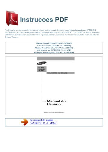 Manual do usuário SAMSUNG CL-21M6MQ - INSTRUCOES PDF