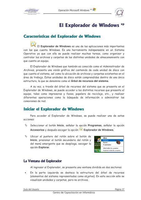 Guia del Usuario Operación Windows XP - El Explorador de ... - Anep