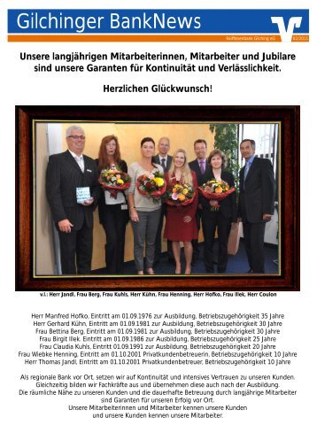 Gilchinger BankNews 02/2011 - Raiffeisenbank Gilching eG