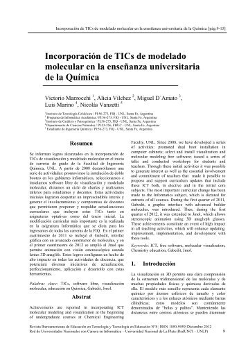 Incorporación de TICs de modelado molecular en la enseñanza ...