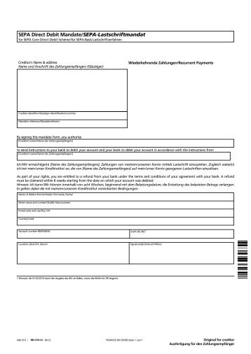 SEPA Direct Debit Mandate/SEPA-Lastschriftmandat