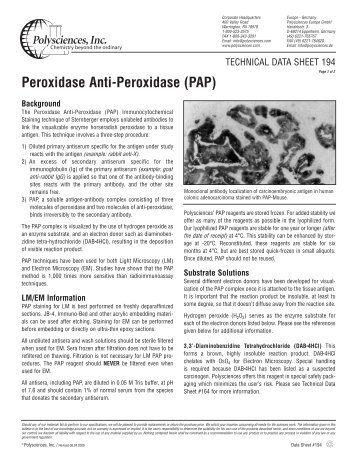 Peroxidase-Anti-Peroxidase (PAP) (PDF - Polysciences, Inc.