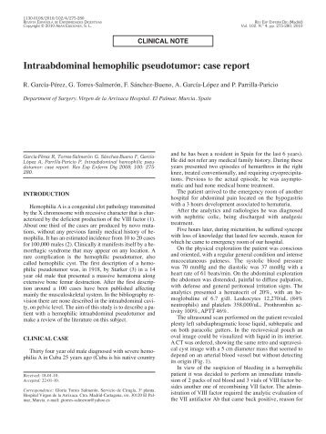 Intraabdominal hemophilic pseudotumor: case report - SciELO España