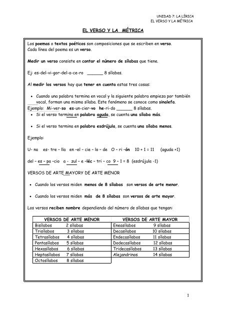 EL VERSO Y LA MÉTRICA