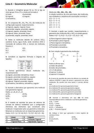 Lista 6 – Geometria Molecular