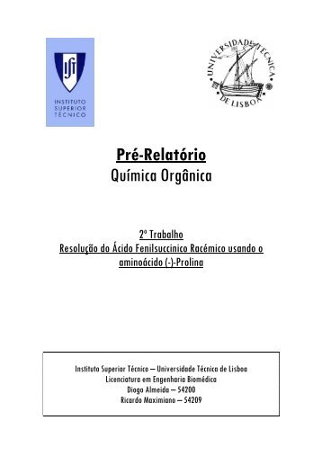 Pré-Relatório Química Orgânica - Isabelle - Universidade Técnica ...