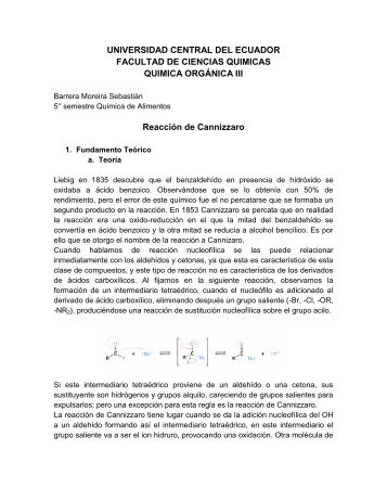 Reaccion de cannizzaro - q-organicauce