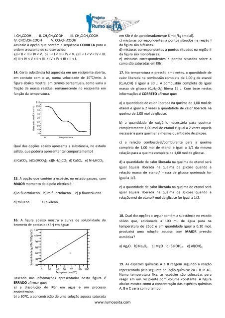 Prova de Química Vestibular ITA 2000 - Rumo ao ITA