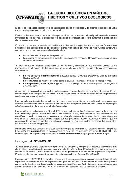 Cajas nido para el control de plagas en agricultura ... - Ecotenda